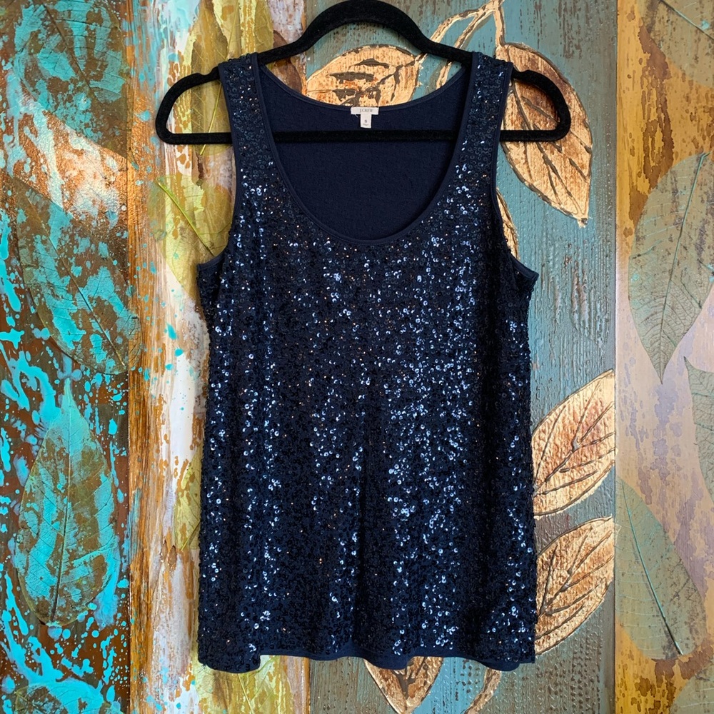 J. Crew Navy Sequin Tank